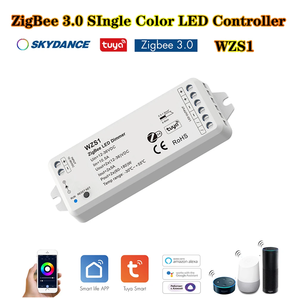 Skydance DC12-36V WZS1/2/3/4/5CH ZigBee  Constant voltage Smart TUYA Controller For Single/Double White RGB RGBW RGB+CCT Light