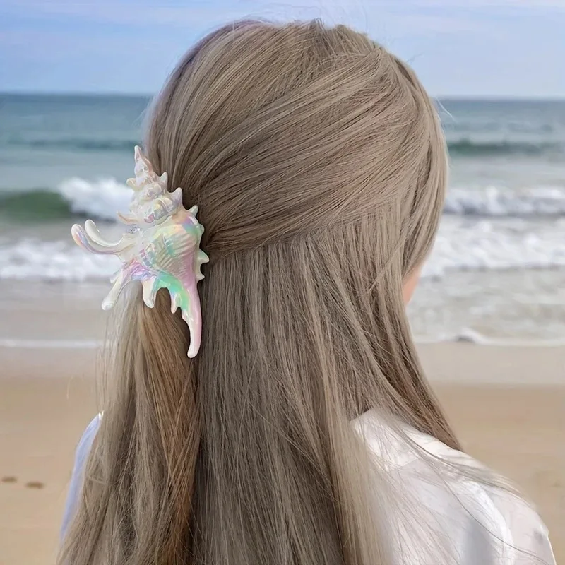 

Заколка для волос Ocean Conch, морская ракушка, большая заколка в виде акулы, корейская заколка для волос, летние каникулы, зажим для хвоста для женщин и девочек, аксессуары для волос