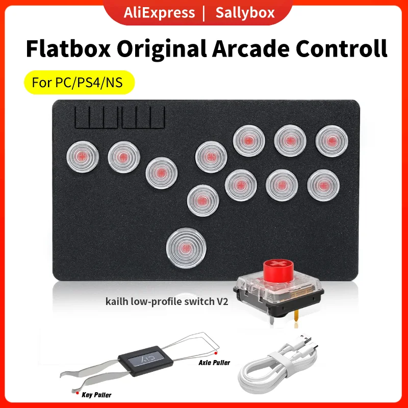 

Flatbox Original Arcade Fight Stick Mini Hitbox Buttons Arcade Stick Controller Pico GP2040-CE For PC/PS4/NS