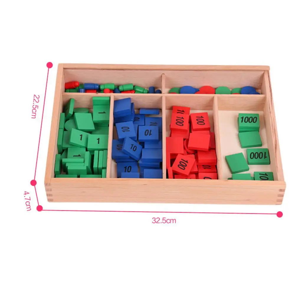 Jouets de timbres Montessori en bois pour enfants, apprentissage des maths, aides fuchsia, manipulateurs pour enfants d'âge alth, tout-petits