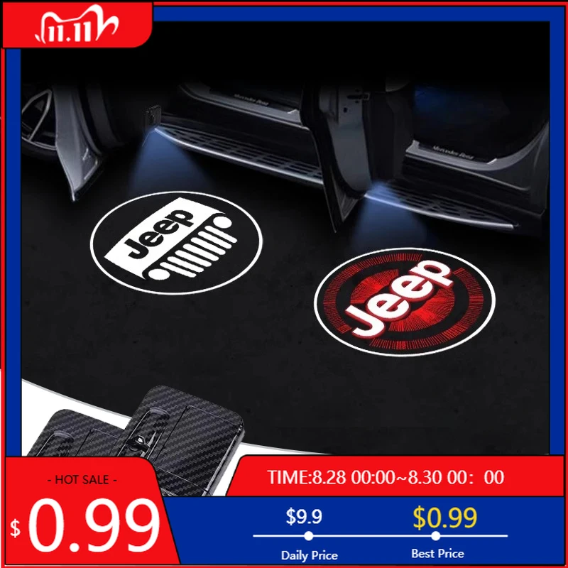 

Подстаканники HD светодиодный приветственный свет двери автомобиля проектор лампы для Jeep Renegade Compass Grand Cherokee Wrangler Patriot Rubicon