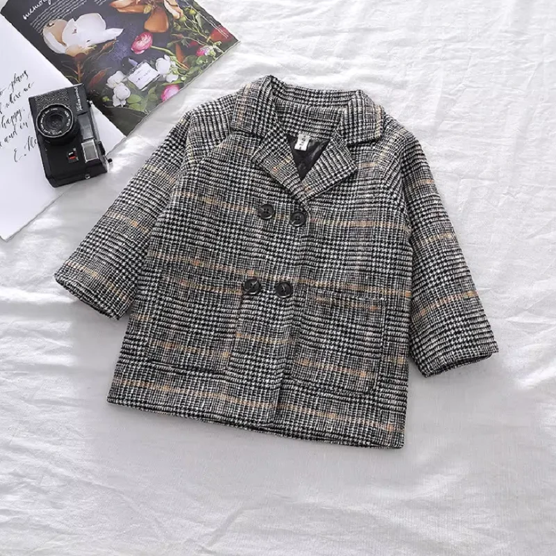 Funny Spring Autumn Boys Coats Long Style Grid Design Handsome Trench Coat For Kids 2-6 Years Old British Style Jacket