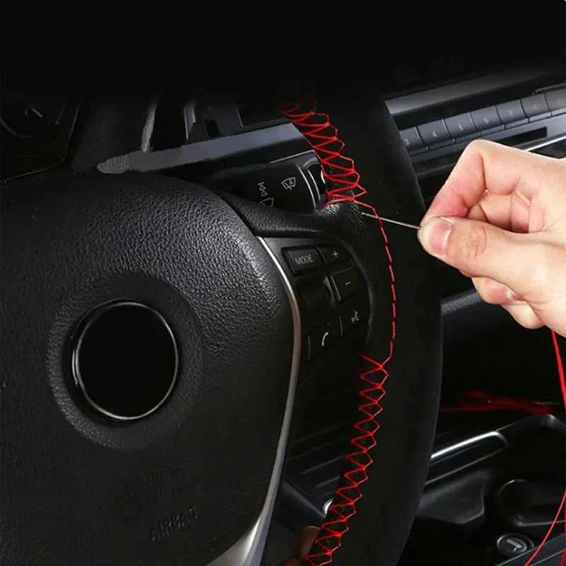 SEAMETAL Braid Steering Wheel Cover Premium Suede Anti Slip Breathable Steering Cover Anti Scratch 37-39CM Steer Wheel Protector