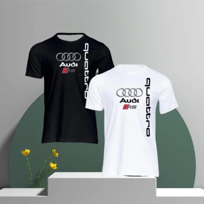 

Летняя мужская футболка с принтом Audi Racing, дышащая, удобная, для взрослых и детей, для фитнеса, спорта, дышащая, с короткими рукавами