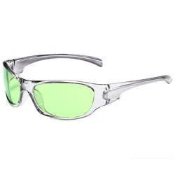 Men's Silver Y2K Sunglasses Outdoor Cycling Sports Sun Glasses Women Vintage Shades Trendy Punk Goggle Eyewear 2000S Aesthetic