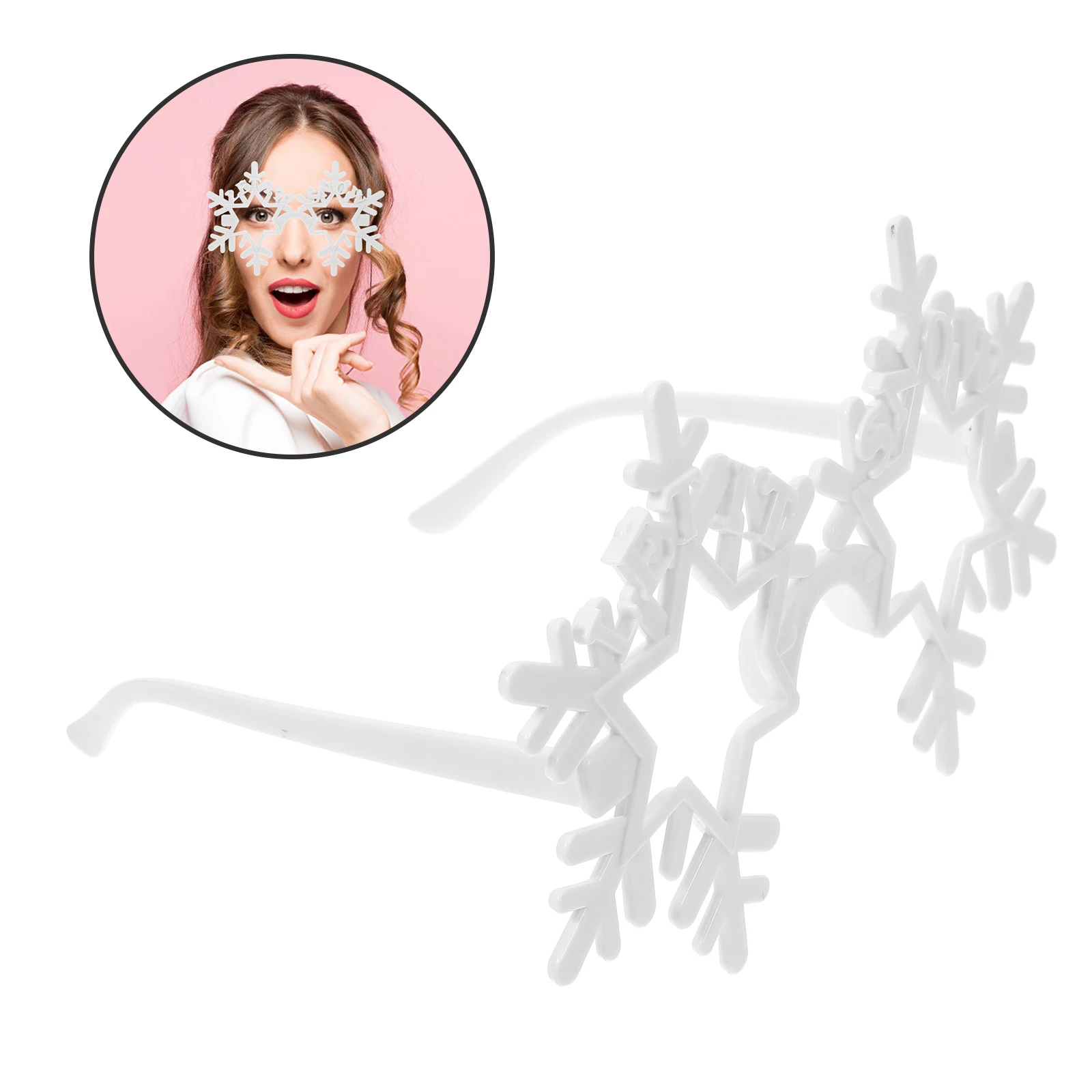

Funny Glasses Frameless Snowflake Eyeglass Man White Abs Clout Chipmunk Party Photo Props Hollow Chic Glass Stage Accessories