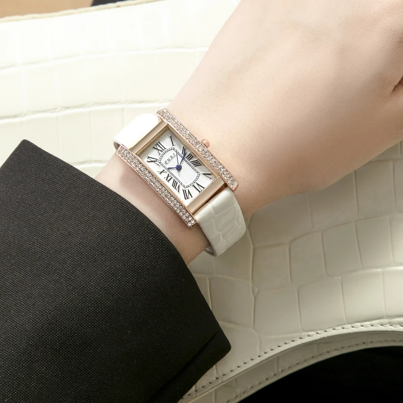 2024 Vintage Classic Luxury Design Diamond Women Watch Starry Square Simple And Stylish Roman Numeral  Quartz Wristwatch