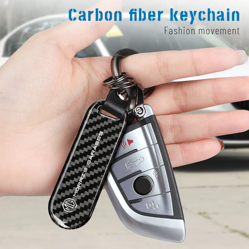 ألياف الكربون الملمس سيارة مفتاح سلسلة حلقة السيارات المفاتيح لموريس جراج MG MG3 MG5 MG6 MG7 GT GS هيكتور HS ZS ZX EZS EHS MG3SW #3