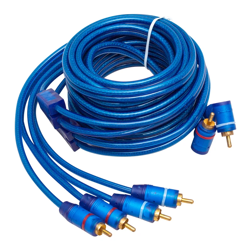 2 RCA MALE + 4 RCA MALE 5 METERS BLUE CABLE POWERMASTER * CLASS KB-506