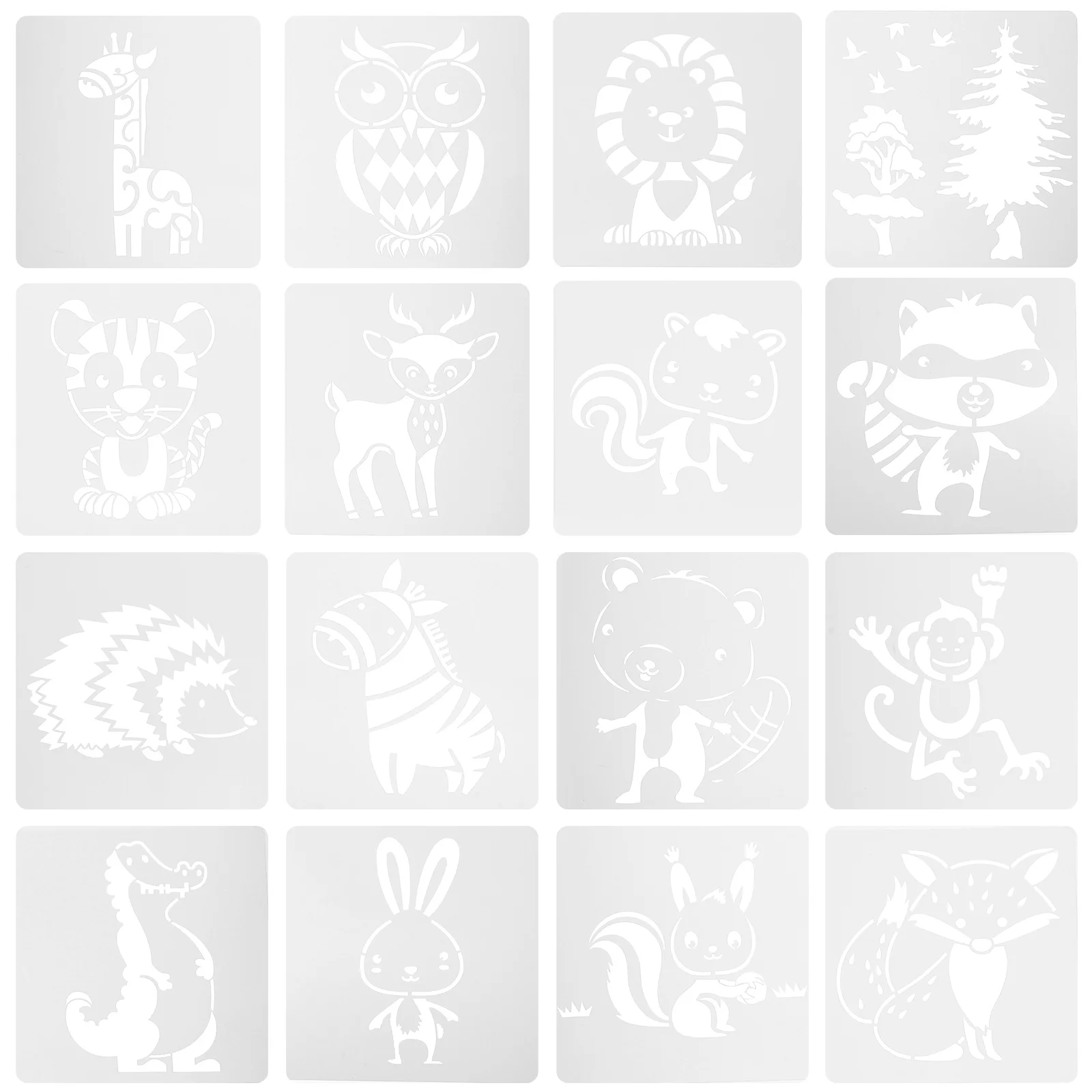 

16 Pcs Animal Drawing Template Cartoon Painting Stencils for Kids Crafts Durable Reusable DIY Craft Tool PET Material