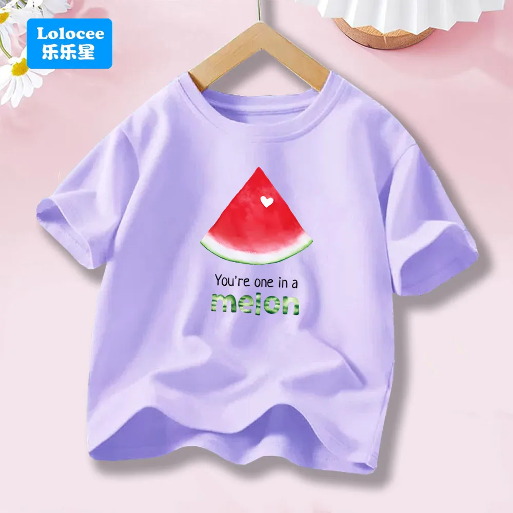 الفتيات تي شيرت موضة الفاكهة البطيخ طباعة الاطفال تي شيرت الصيف لطيف قصيرة الأكمام تي شيرت كامل الملابس XG1