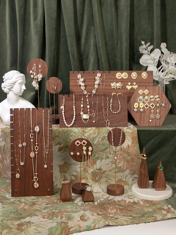 

Natural Walnut Handmade Jewelry Display Stand 12 Piece Combo Set (Jewelry Not Included)