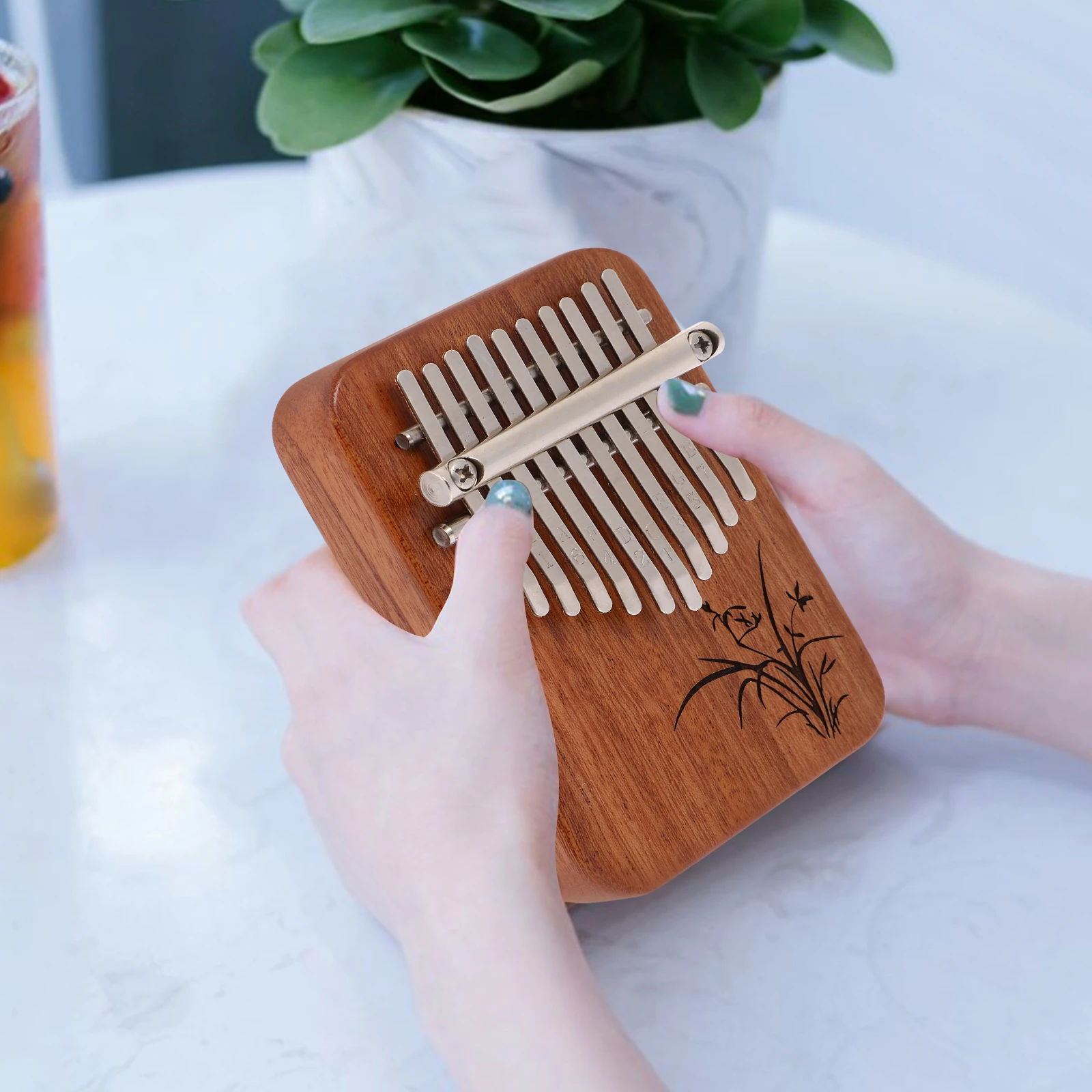 

Thumb Mini Kalimba Finger Piano Instruments Small Hand for Beginners Wood Percussion Child