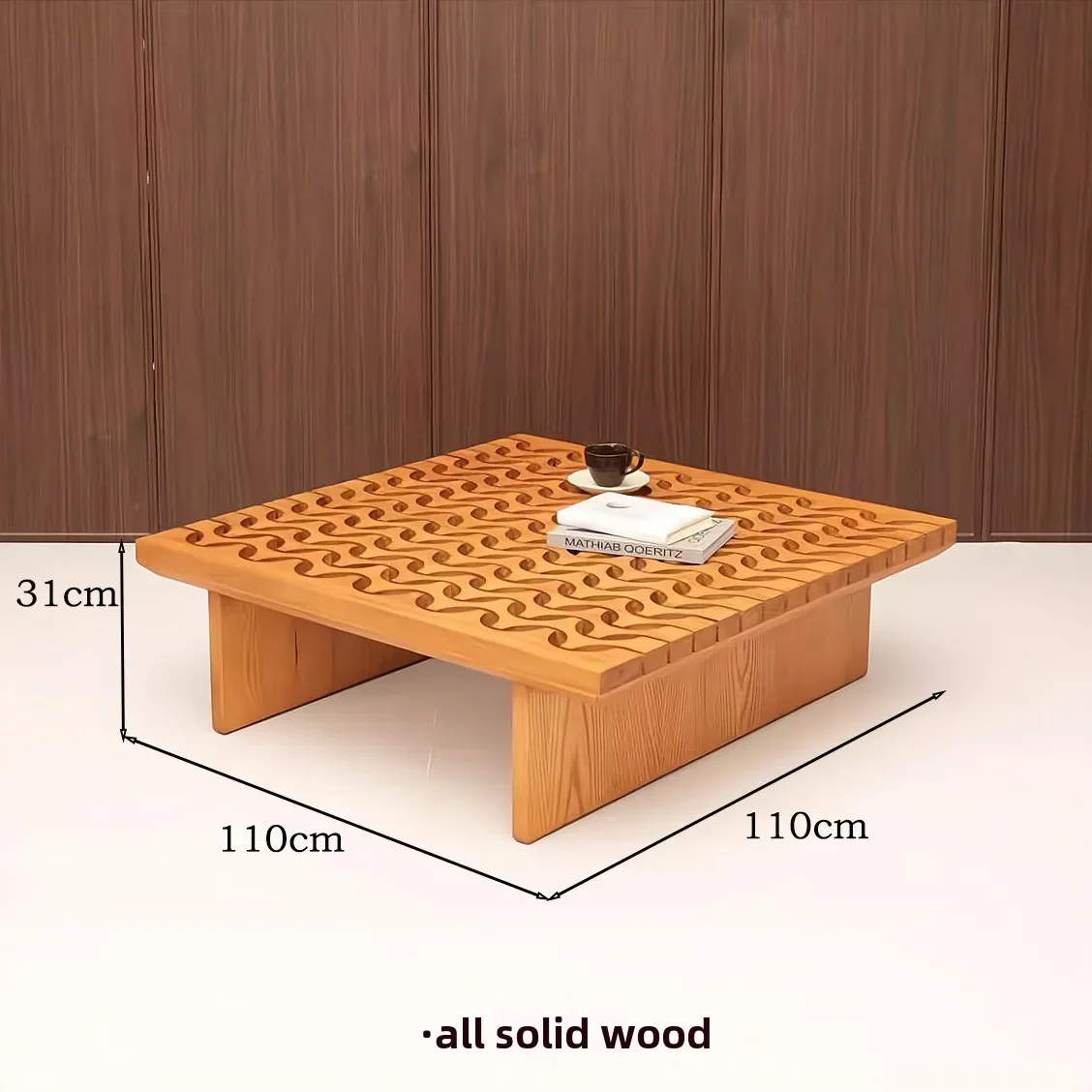 Solid wood coffee table durable and environmentally friendly, suitable for living room home cafe