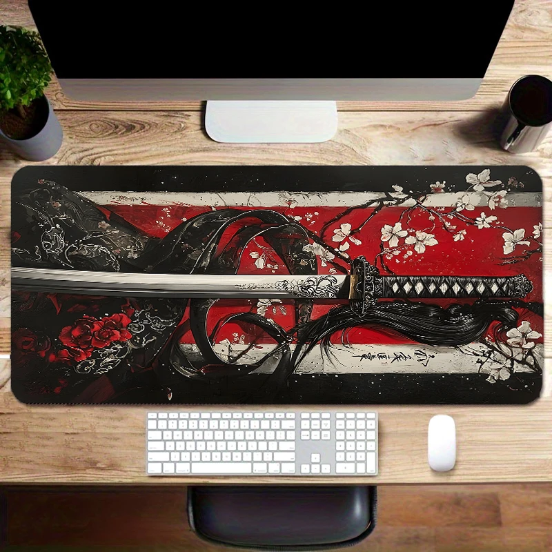 

Японский самурай Катана коврик для мыши эстетические аксессуары для игрового стола аксессуары для ноутбуков 40x90 см коврик для клавиатуры геймер удлиненный коврик