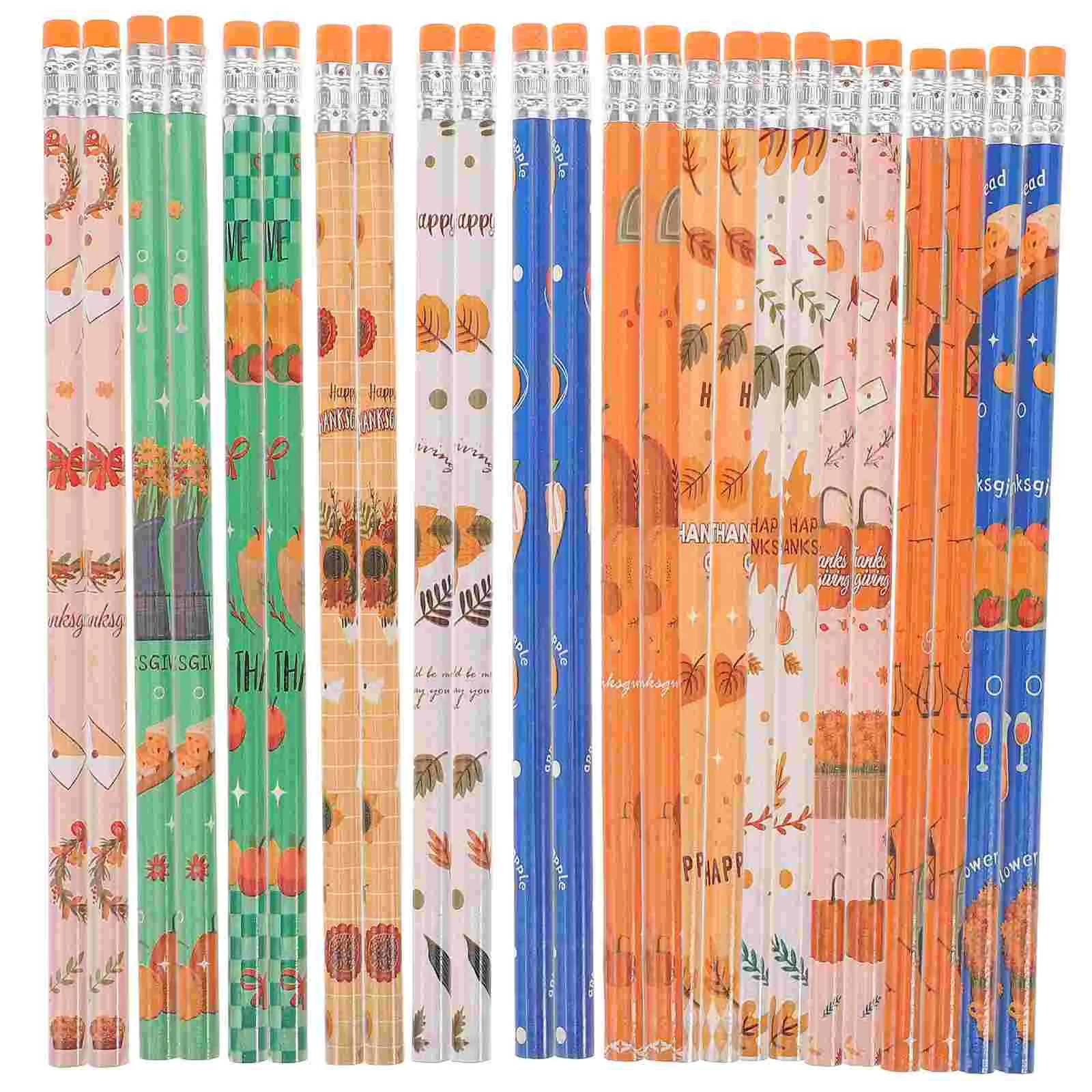 24 Pcs Pumpkin Autumn Pencil Party Favor Themed Pencils Wooden Birthday Stationery School Designed Fall Reward Supplies Student