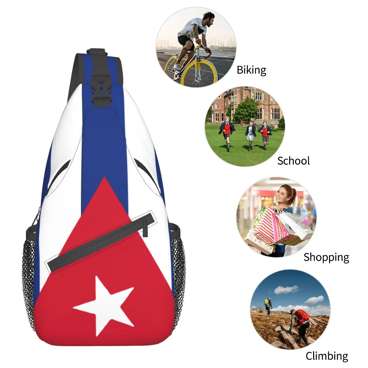 Mochila pequeña con bandera de Cuba para deportes al aire libre, bandolera de pecho, mochila de hombro, mochilas de día cubanas, bolsa de libros fresca