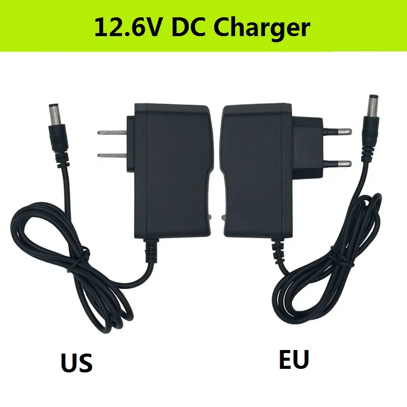 12.6V 2A 12.6V 1A 18650 Lithium Battery Charger EU US Plug DC 5.5MM*2.1MM 100-220V Lithium Battery Wall Li-ion Charger 1m images - 6