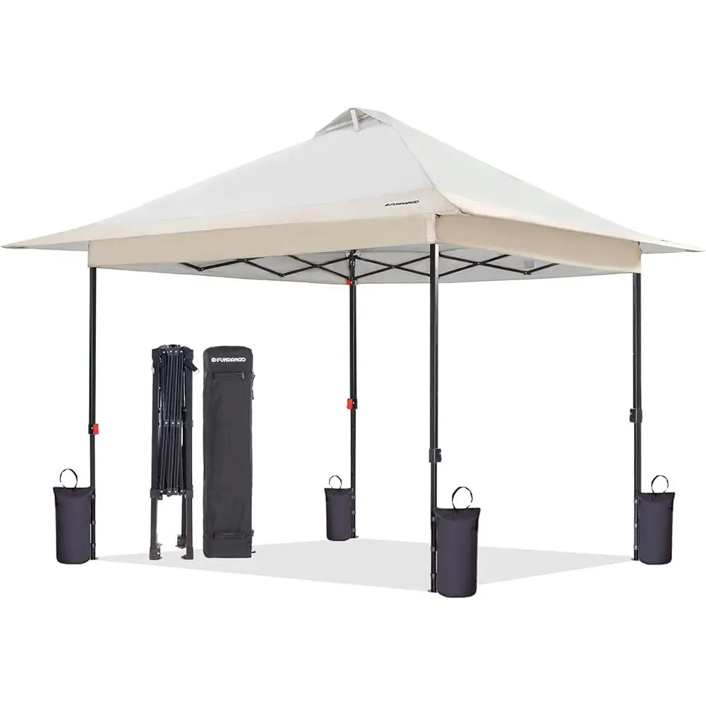 10x10 Pop Up Canopy Tent Instant Set Up Outdoor Shade Easy Single Person Assembly Adjustable Height Sandbags Waterproof UV