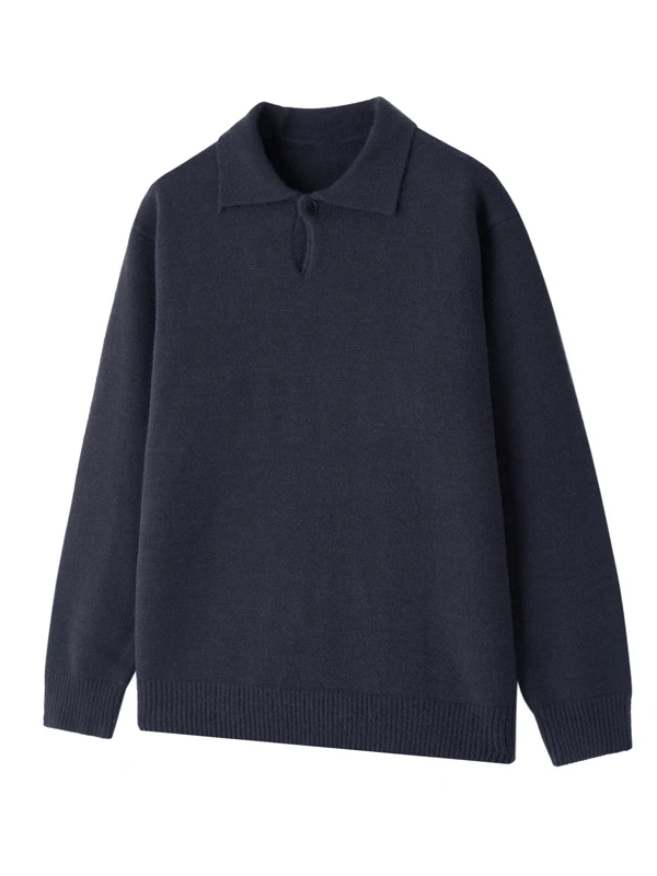 

Casual Ne Knitwear Men's Pure Color American Sle Loose Fit Long Sve Autumn 2025 New Faion Casual Top