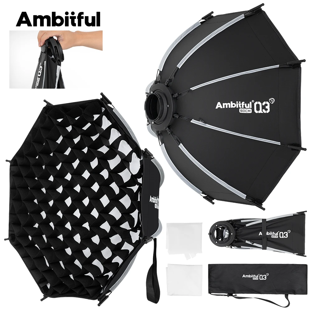 ambitful-q3シリーズ-ソフトボックス-40cm-60cm-クイックリリース-ソフトボックス-標準sa-gdリング-godox-ml60-ml100-ad300pro-ビデオcobライト対応