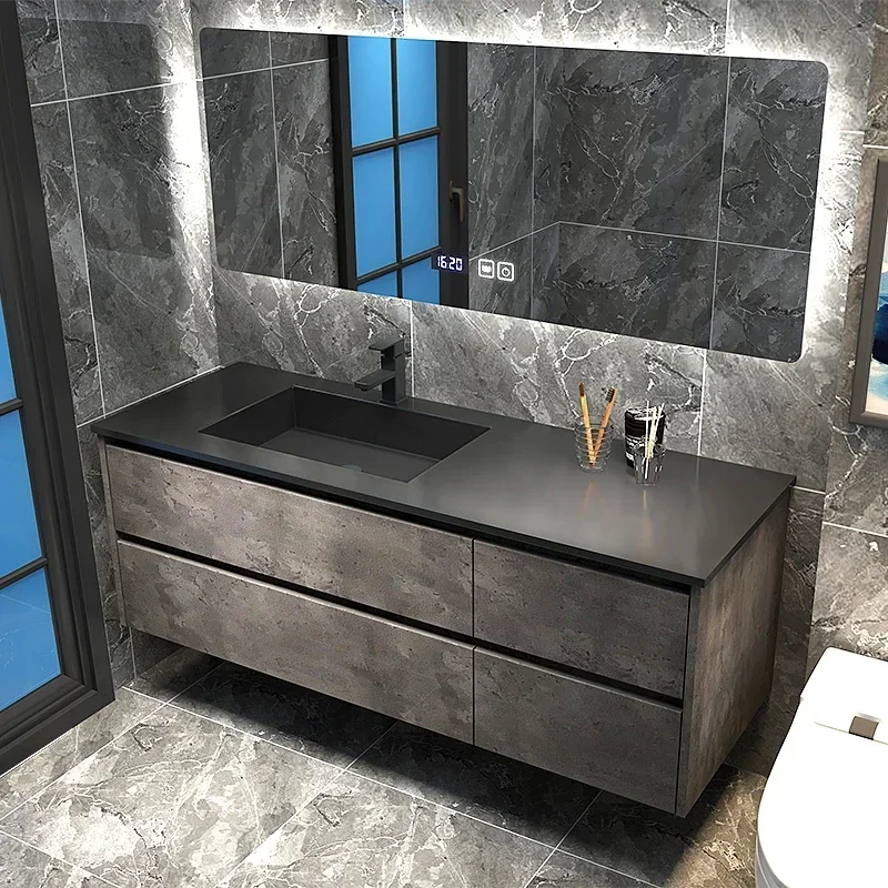 

Italian Minimalism Bathroom Cabinets Smart Vanity with Sink Mirror Cabinets Fashion Design Storage Furniture Mueble Lavabo FYBC