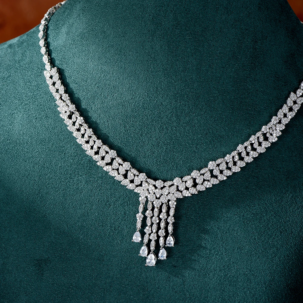 

HIBRIDE Personalized sliver color necklace, earrings, bracelet, women's light luxury decorative jewelry, Dubai wedding gift L-8