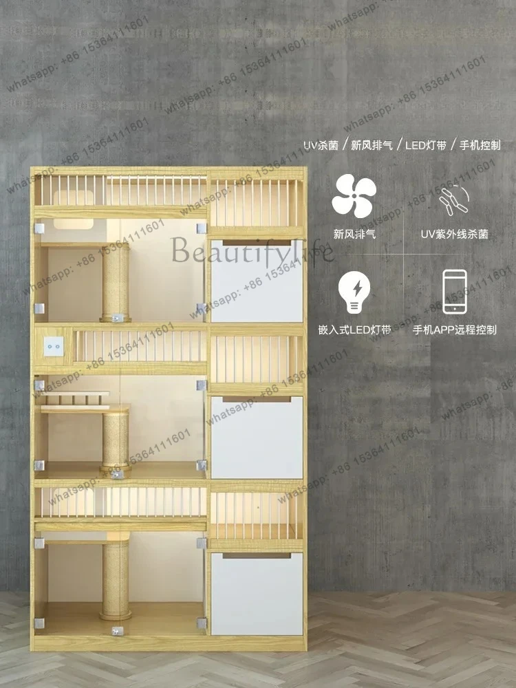 Pet Shop Foster Cabinet Large Cat Coffee Display Cabinet Breeding Cabinet Three-Layer Solid Wood Cat Cage Cat Nest