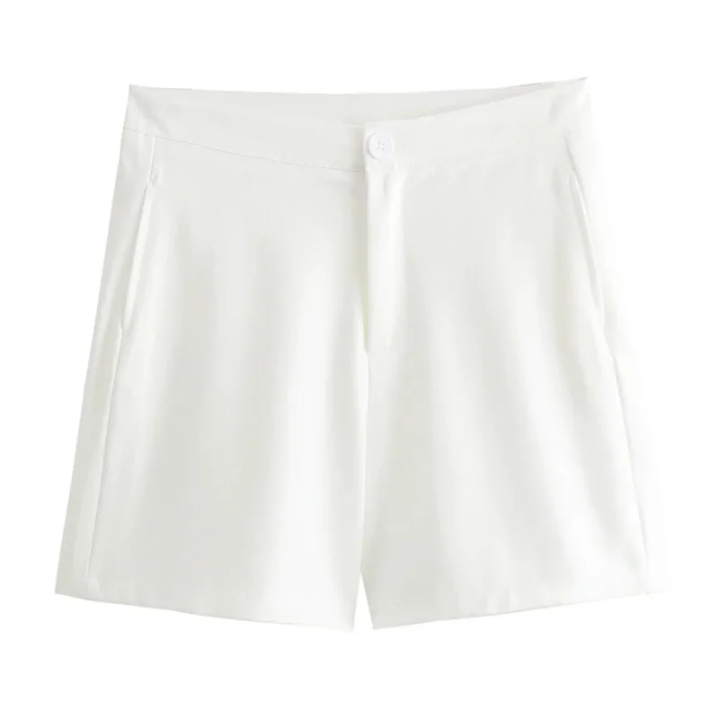 Pantaloncini da donna TRAF pantaloncini bianchi a vita alta per donna 2024 Summer Office Wear pantaloncini neri larghi pantaloni corti larghi casuali