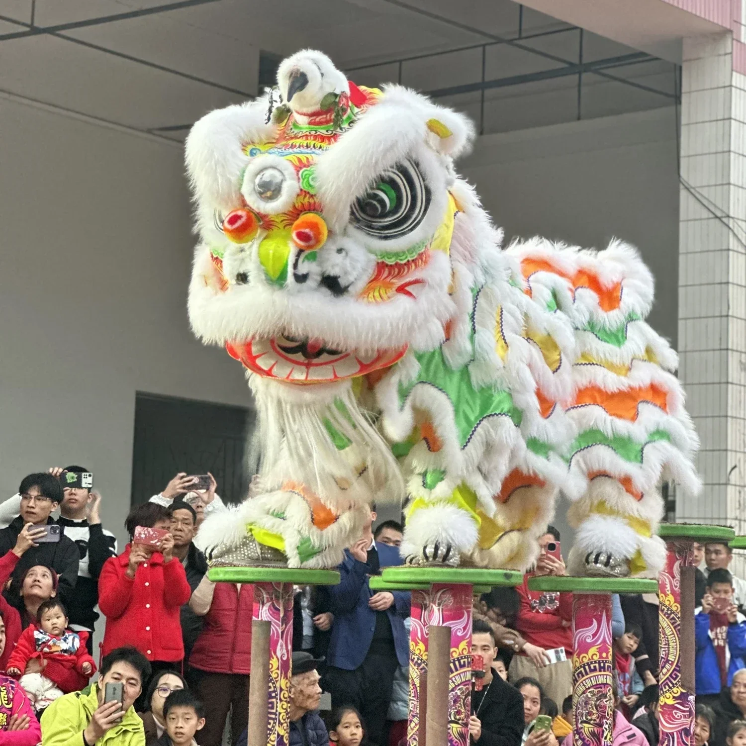 

Advertising Cosplay Lion Dance Mascot Costumes Chinese Folk Parade Red Wool Southern Lion Halloween Carnival Fancy Party