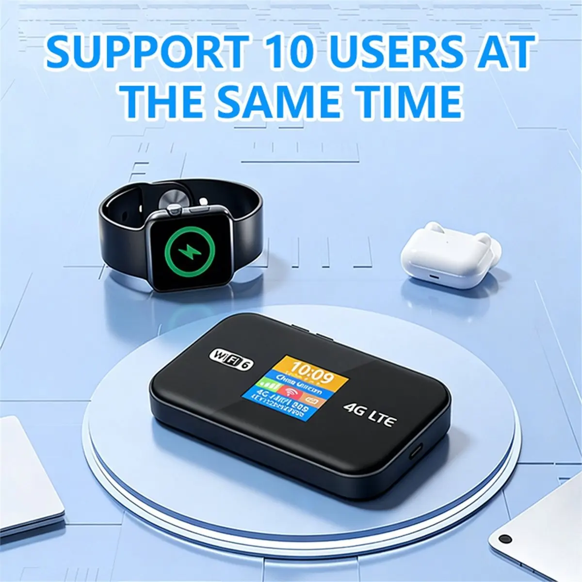 A86G NEW Travel WiFi Hotspot with SIM Slot 4G WIFI6 Mobile 300Mbps LED Display Stable Connection Supports 10 Devices Outdoor RV