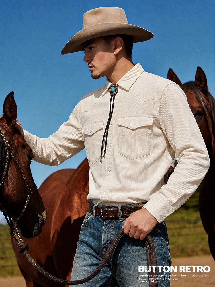 2026 Autumn New American Retro Heavyweight Turn-down Collar Long-Sleeve Corduroy Shirt Men's 100% Cotton Fashion Casual Blouses