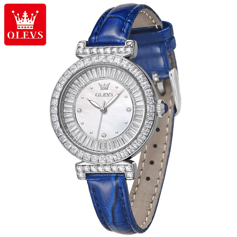 OLEVS 9983 Fashion Quartz Watch Gift Round-dial Genuine Leather Watchband Wristwatch