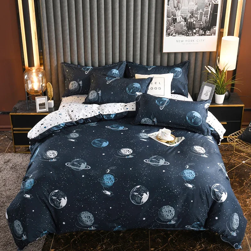 

3-piece printed bedding set - soft polyester, machine washable, includes 1 duvet cover and 2 pillowcases for bedroom, guest room