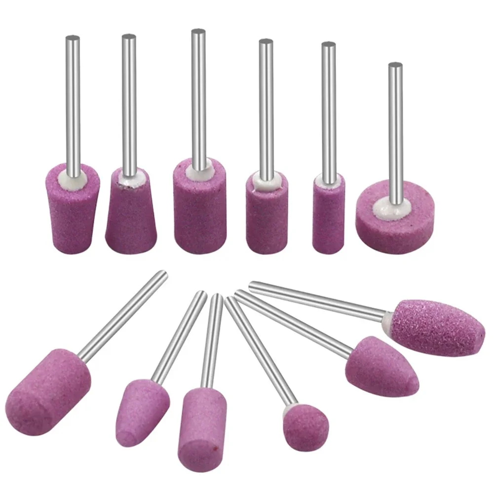 10/12Pcs Abrasive Polishing Mounted Stone For Rotary Tools Grinding Stone Wheel Head Tools 2.35mm Shank Mini Nail Drill Bit Set