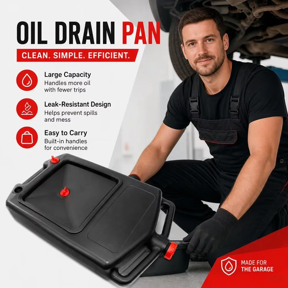 8–15L Plastic PE Oil Collecting Pot – Heavy-Duty Waste Oil Tray for Auto Repair