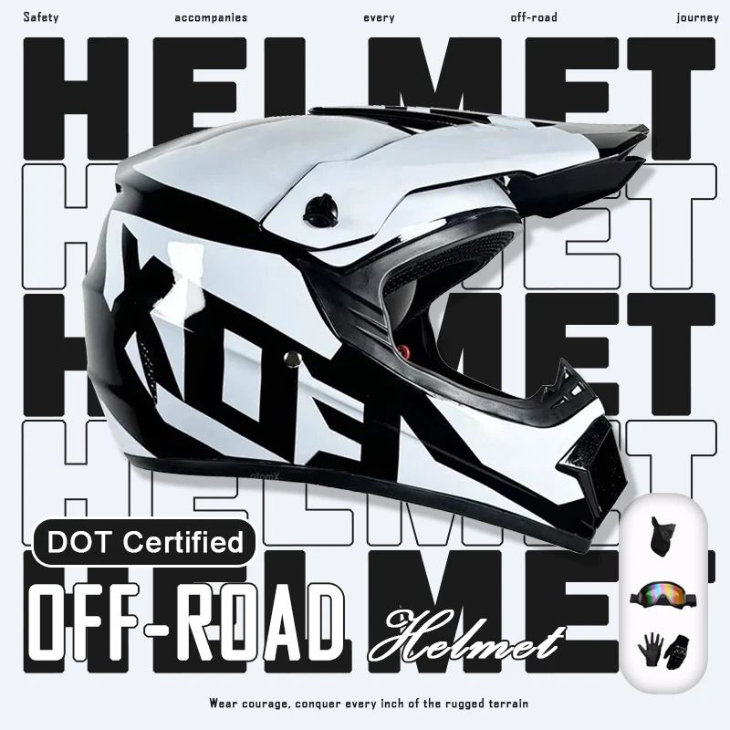 

Kids Motocross Helmet Full Face Kit with Goggles & Gloves - DOT and ECE Certified for Youth Dirt Bike, ATV, MX Riding