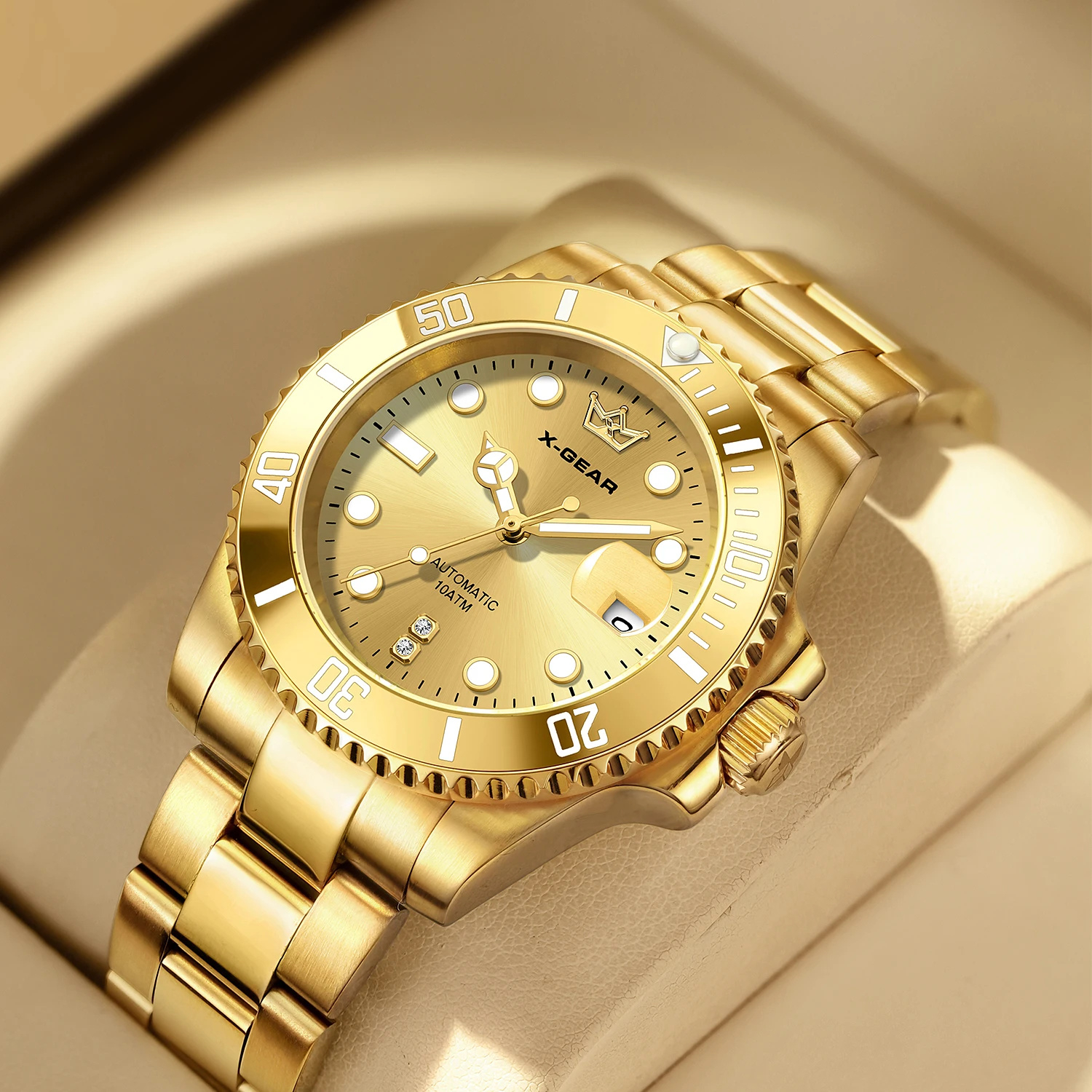 

Мужские классические часы Ghost с механическим механизмом, водостойкий керамический безель из нержавеющей стали с календарем и лупой