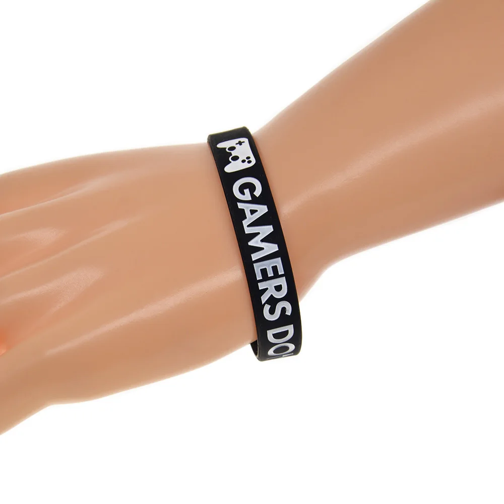 1 PC-Gamer Don't Die They Respawn Silikonarmband mit Tinte gefüllt, Farbe Schwarz, Armband für Damen oder Herren – Detail 9