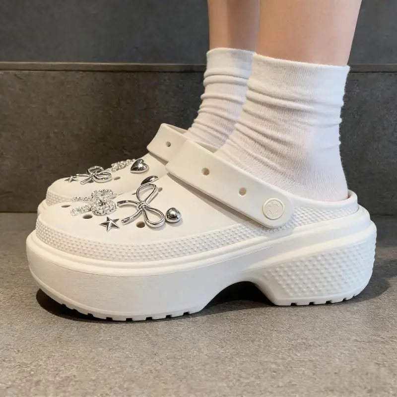 Luxuriöse Strass-Schleifen-Clogs-Accessoires Sommer 2026 Y2K Metall-Herz-Schuh-Charms-Set Designer-Schuhdekorationen für Damen – Detail 7