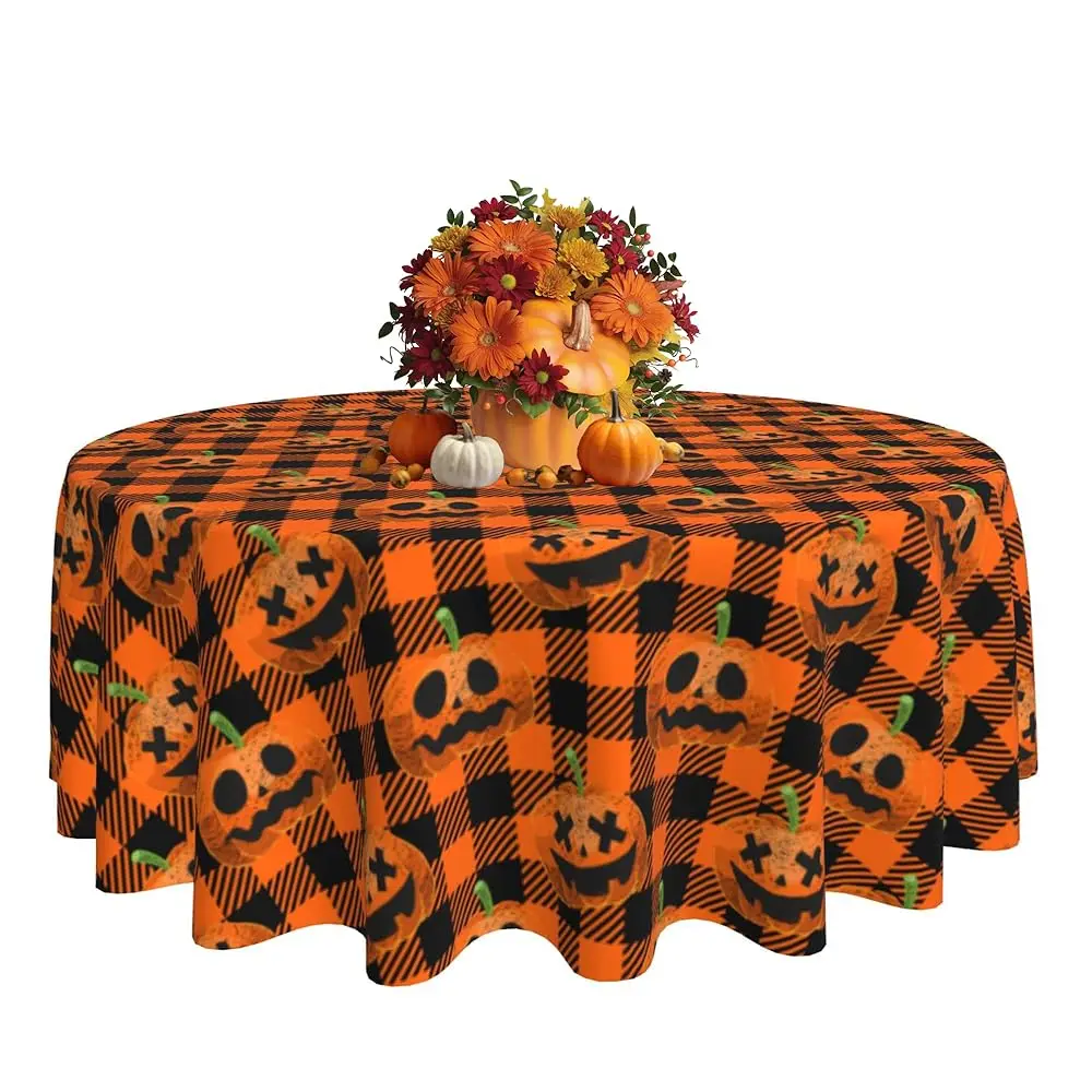 

Круглая скатерть с кленовым листом, 60 дюймов, осенний декор, устойчивая к сминанию, водонепроницаемая, легко моющаяся, для Дня благодарения