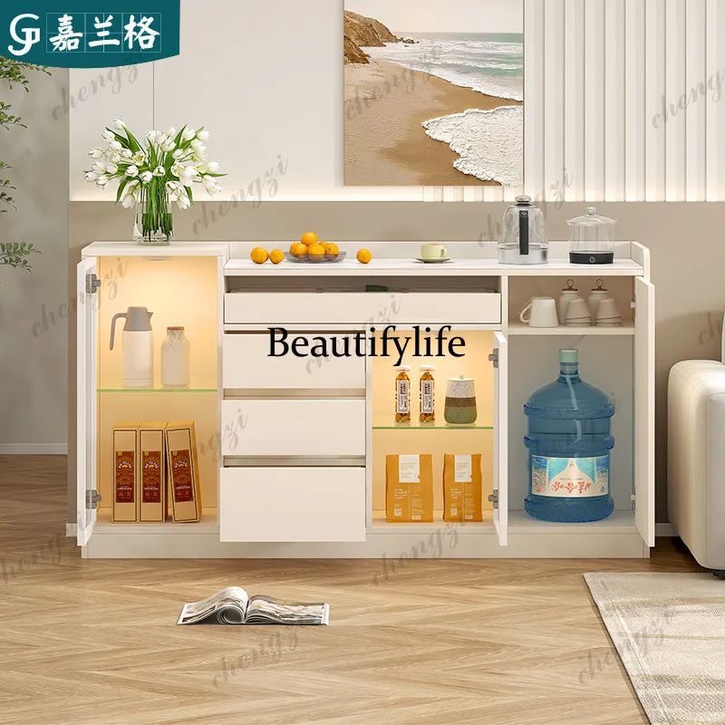 Rock slab dining side kitchen locker living room sofa tea kettle integrated cabinet