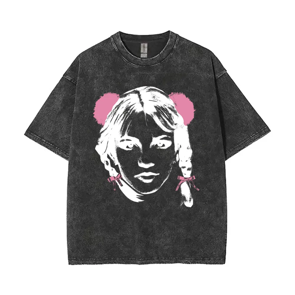 Washed Vintage Britney Spears Face Graphic T Shirt Men Women Casual Cotton Retro Short Sleeve Tshirt Unisex Oversized Streetwear