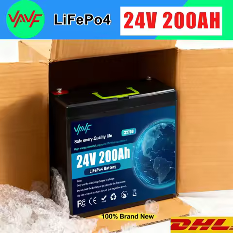 Upgrade 24V 200Ah LiFePO4 Battery,🌑Built-in 200A BMS,8000+Cycles,💧Perfect for Fish Finder,RV/Camper,Solar️,Marine,Overland/Van