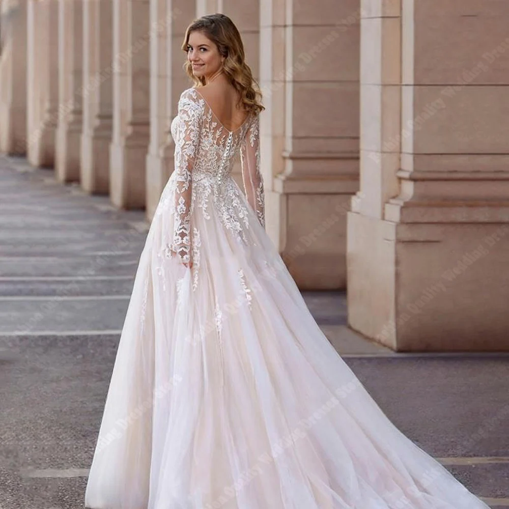 Luxuoso a linha vestidos de casamento feminino bola de noivado sem mangas a linha vestidos de noiva personalizados vestidos de novias personalizados