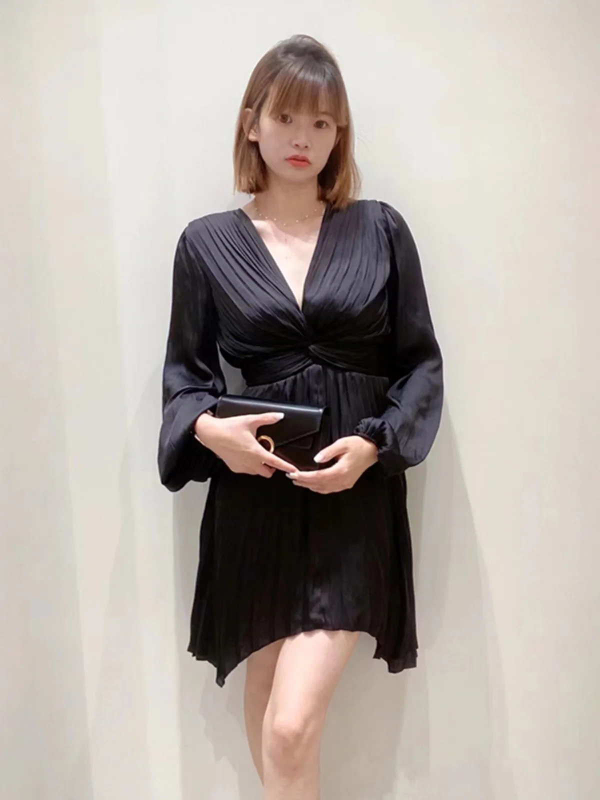 

Elegant V-Neck Maxi Dress Silken Heavy Embroidery High Waist Asymmetrical Evening Gown for Women Summer Commute Basic Style