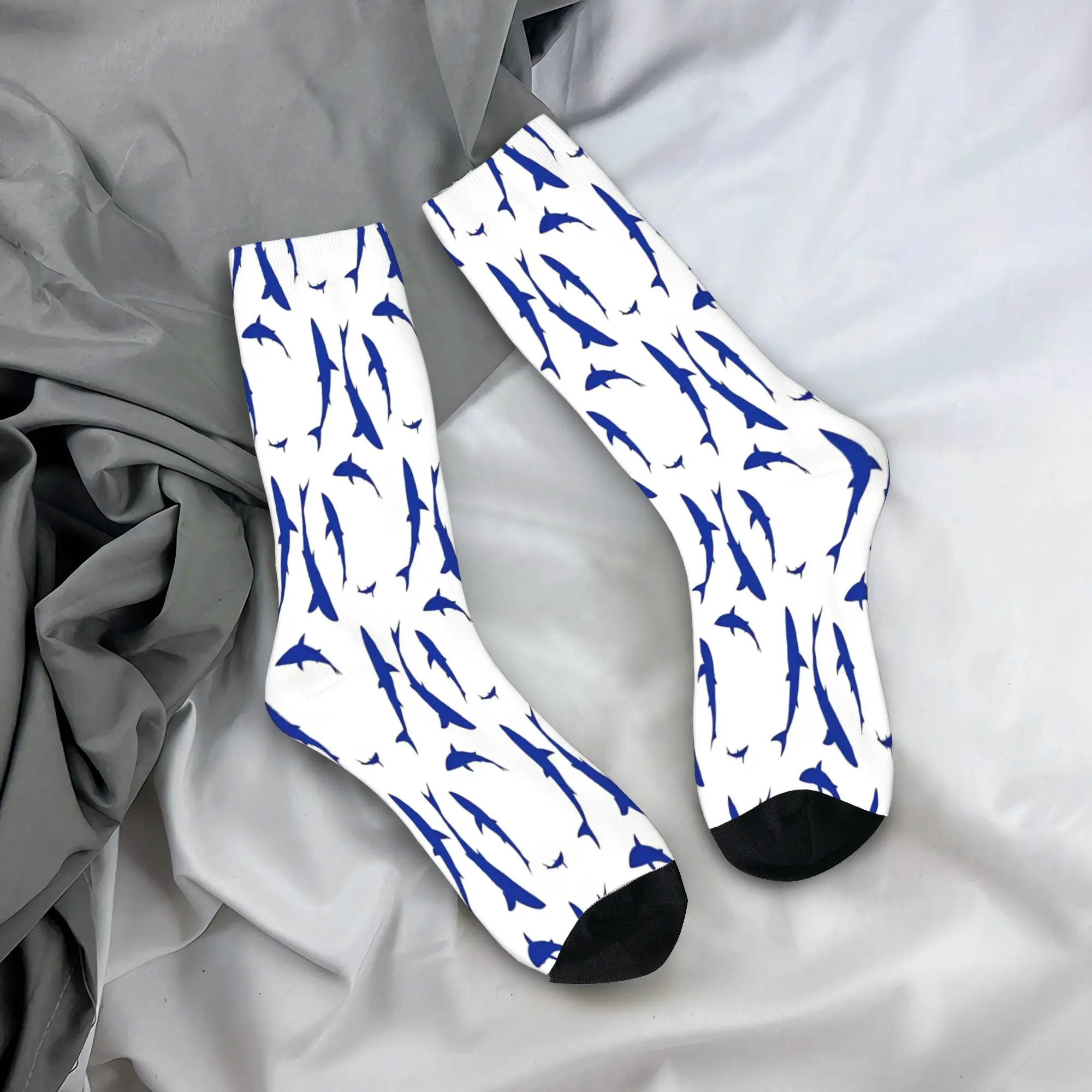 Paar-Socken mit Haifischmuster, Rutschfeste Atmungsaktive Socken, Herbst-Freizeit-Muster Lauf- und Sportsocken