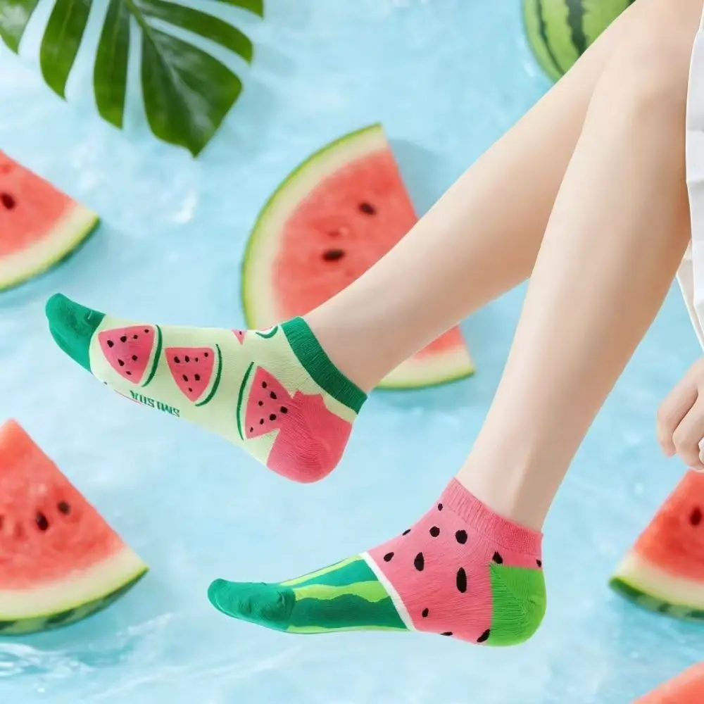 

1 Pair Women's Cartoon Cute Watermelon Banana Cherry Rabbit DuckSocks AB Colorful Playful Style Soft Breathable For Daily Wear