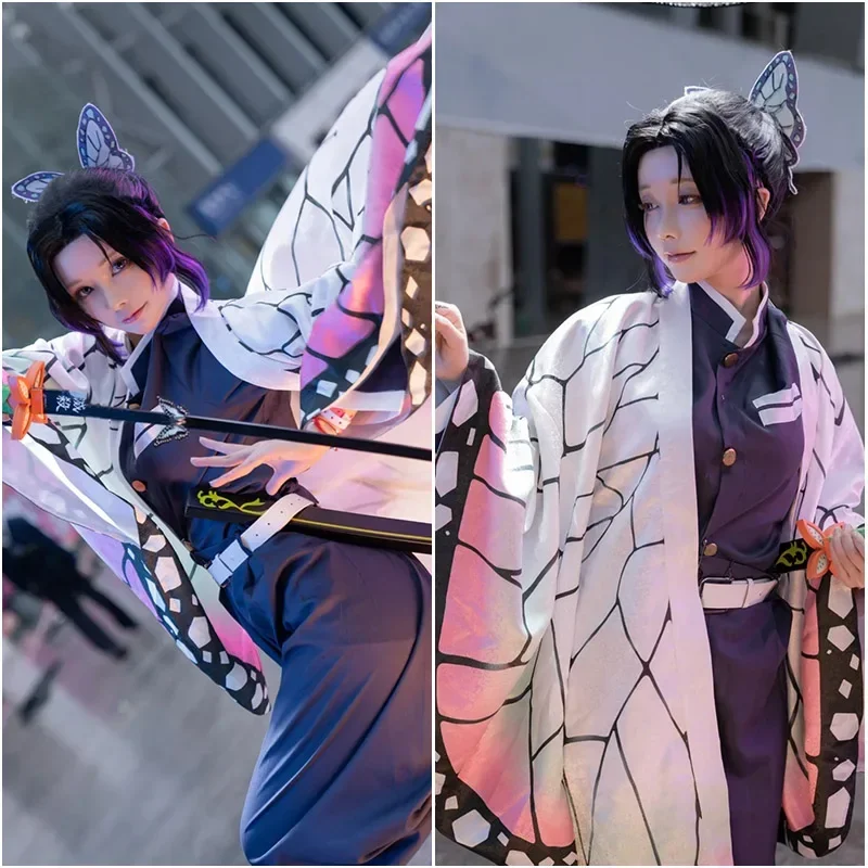 HN8 أنيمي كوتشو شينوبو تأثيري حلي هاوري عباءة الدعاوى موحدة Kochou شينوبو شعر مستعار هالوين زي حفلة للأطفال الكبار) 4Dc