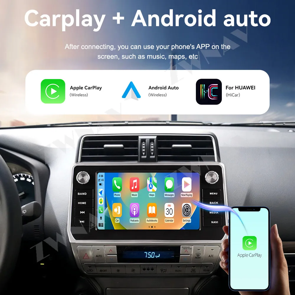 

Android 14 Carplay 9-дюймовый автомобильный радиоприемник с сенсорным экраном для Toyota Land Cruiser Prado 2018-2022 GPS-навигация Автомобильный мультимедийный плеер